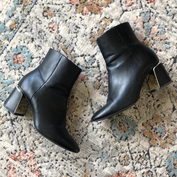 Zara Shoes - Zara Heeled Black Ankle Booties with Metallic Detail